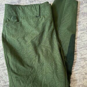 Ariat Pro Series 36R Green Paisley Print Suede Knee Patch Breeches